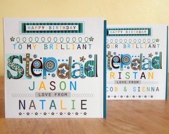 Stepdad birthday card Stepdad card personalised special
