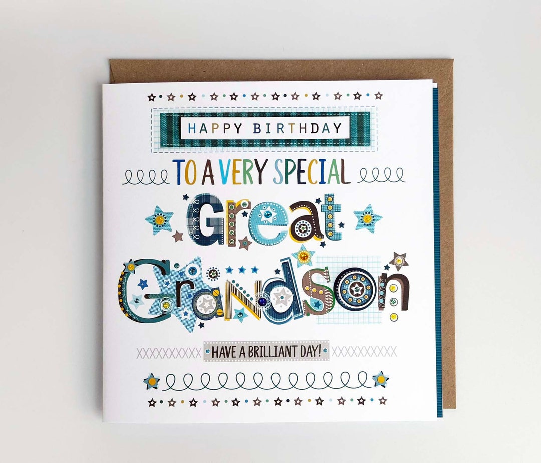 White Cotton Cards Geburtstagskarte – Handgefertigt, 16x16 Cm, Mit Strass, Für Enkel