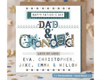 Personalised Dad & Grandad Combined  Card | Custom Grandpa Pops Card | Handmade Fathers Day Card UK | From Kids Grandchildren, Send Direct