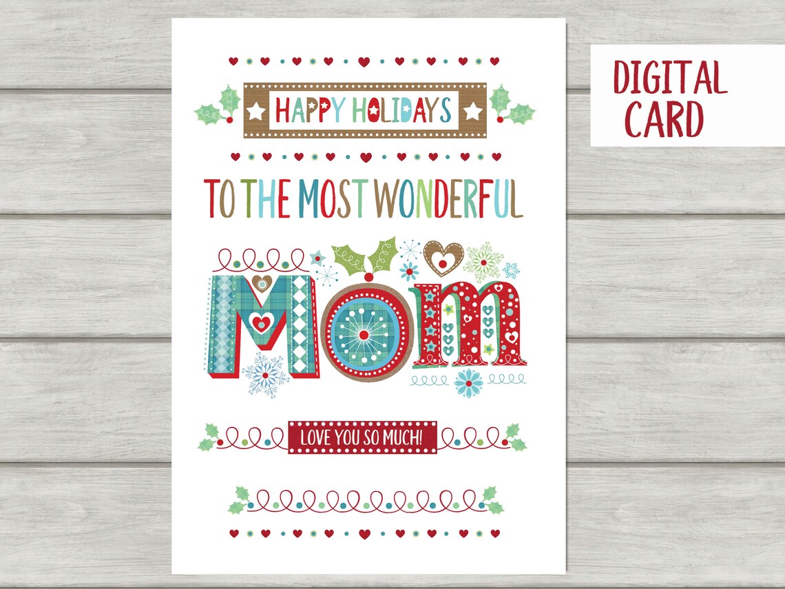 MOM Card Christmas Card Printable Christmas Card for Mom - Etsy