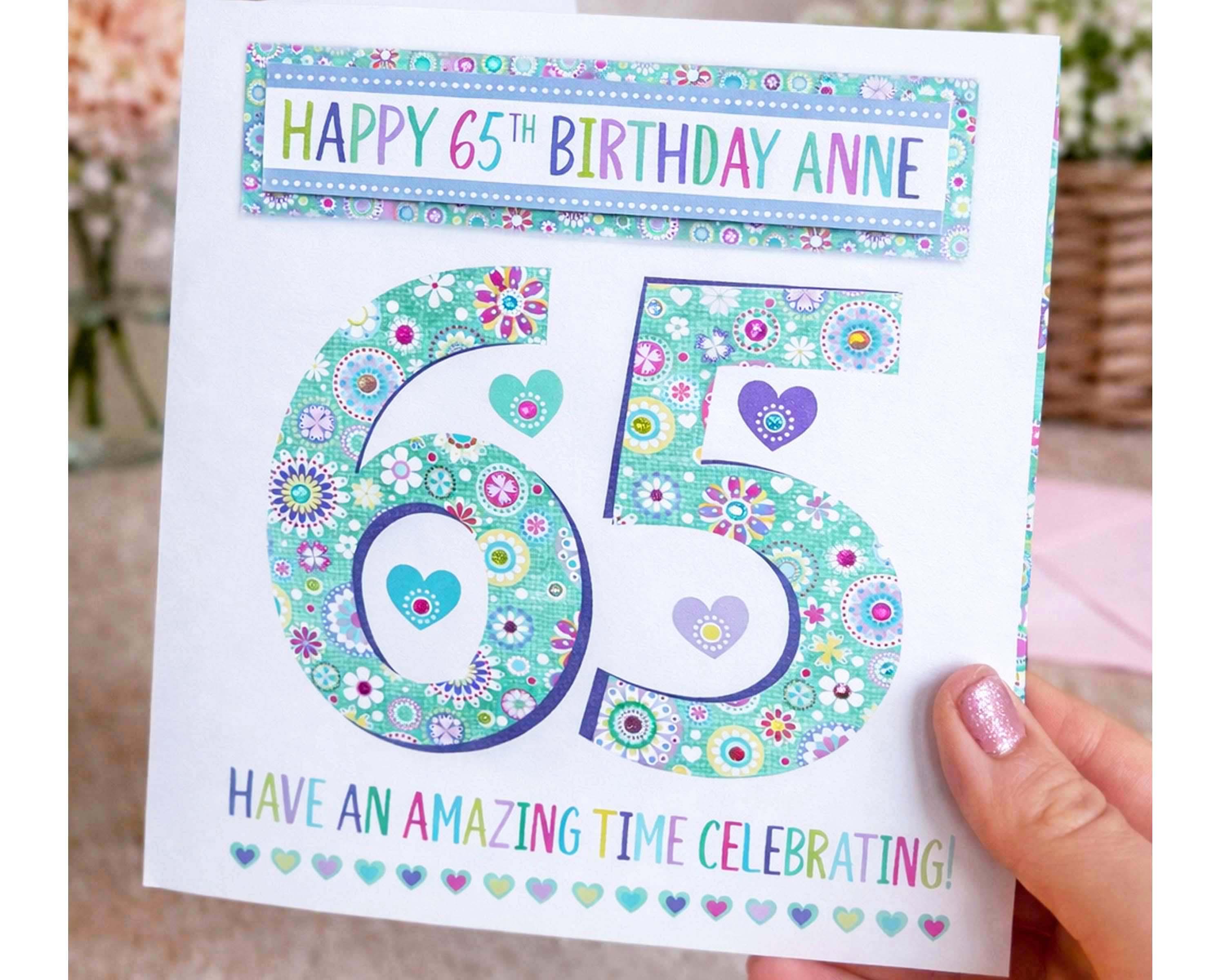 Personalised 65th Birthday Card for Her | Handmade Floral 65 Card ...