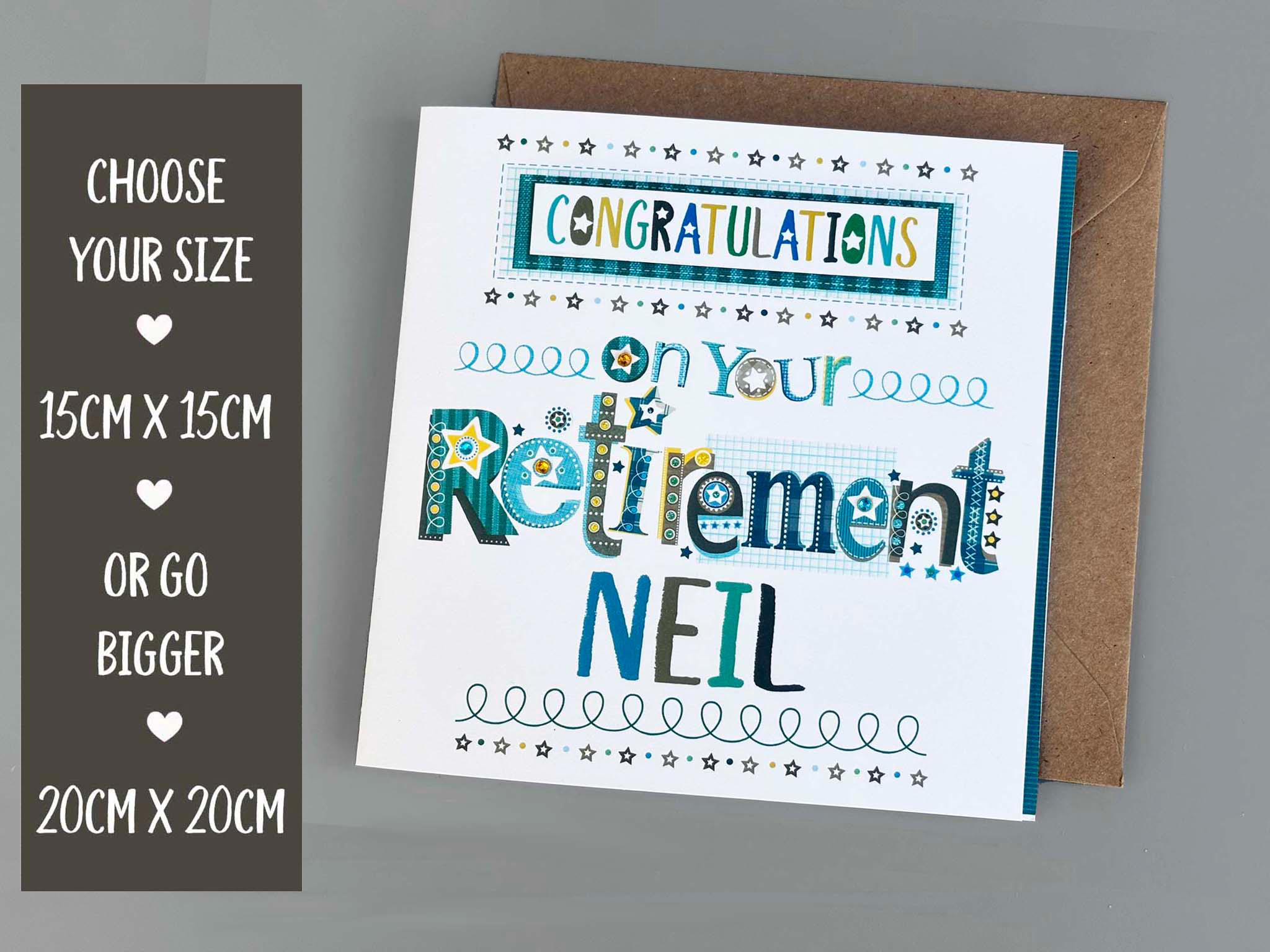 Tarjeta de jubilación personalizada para él: diseño multicolor - Etsy México, image size:2048x1536