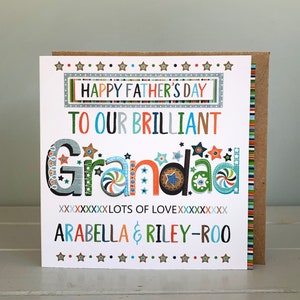 Personalised Father’s Day Card for Grandad | Custom Card from Grandkids | Handmade Keepsake | Vicky Jones Design