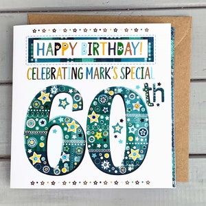 Personalised 60th Birthday Card for Him | Custom Age 60 Card | Handmade Gift for Men or Boys