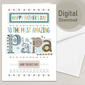 PAPA Father’s Day Card | Printable Digital Card for Papa | Instant Download | A4 & US Letter | DIY Father’s Day Gift