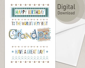 Printable Grandpa Birthday Card | Digital | Instant Download | A4 and US Letter |