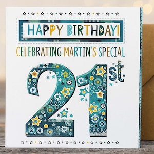 Personalized 21st Birthday Card: Handmade Milestone Gift