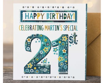 Personalized 21st Birthday Card: Handmade Milestone Gift