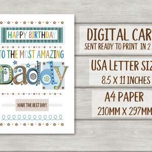 Daddy BIRTHDAY Card, Birthday Card for Daddy, Printable Birthday Card ...