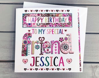 Personalised Friend birthday card. Personalised card for a special friends birthday. ideas for Friend birthday card