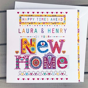 Cartão personalizado para casa nova – Cartão de boas-vindas feito à mão – Nome e mensagem personalizados – Presente para casa nova – Cartão de felicitações para mudança de casa