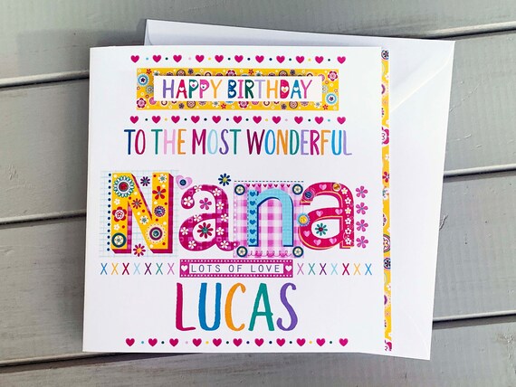 Carte d'anniversaire Nana, carte personnalisée faite main, pour