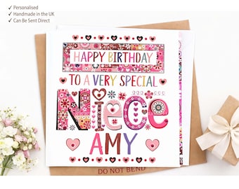 Personalized Niece Birthday Card: Handmade Flower Pattern