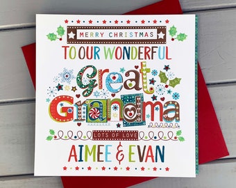 Weihnachtskarte Für Oma & Opa Von Hunts England – „To A Wonderful Granny & Grandpa“, 148x148 Mm, Mit Umschlag