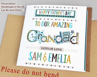 Personalised Grandad Father’s Day Card, Card from Grandchildren, Best Grandad Card, Custom Names Card, Send Direct to Grandad UK