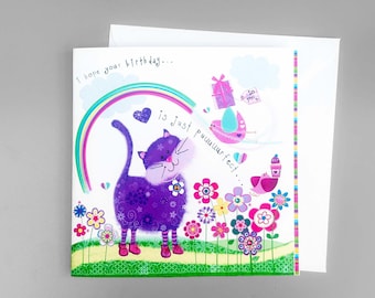 Cat Happy Birthday Card | Handmade Kitty Card