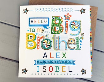 Personalised Big Brother special card | card from baby to a big brother | new baby cards | special personalised beautiful card from BABY