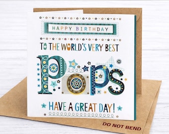 Pops Birthday Card: Colourful Modern Design handmade embellished glitter finish