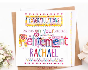Personalised Retirement Card, Retirement Card For Her, Retirement Card For Him, Handmade Retirement Congratulations Card, Custom Name Card