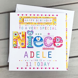 Tarjeta de cumpleaños de sobrina Tarjeta de cumpleaños personalizada para sobrina. Ideas especiales para tarjetas de cumpleaños para sobrinas