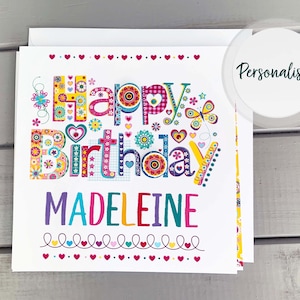 Carte d'anniversaire pour elle, belle carte personnalisée idéale pour un anniversaire de fille spécial, meilleures cartes colorées et personnalisées