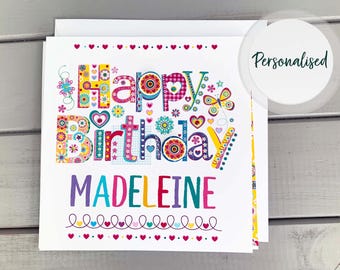 Tarjeta de cumpleaños para ella, hermosa tarjeta personalizada ideal para una cumpleañera especial, las mejores tarjetas coloridas y personalizadas