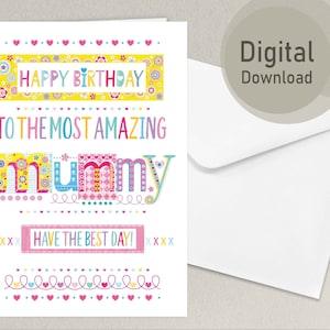 Tarjeta de cumpleaños imprimible para mamá / Descarga digital / Tarjeta especial de feliz cumpleaños para mamá / Descarga instantánea / Tamaños A4 y carta de EE. UU.