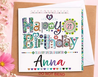 Personalised Birthday Card | Any Name, Age, Relation | Handmade Daughter, Mum, Wife, Sister, Friend, Nana
