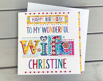 Gepersonaliseerde verjaardagskaart voor vrouw: handgemaakte verjaardagskaart