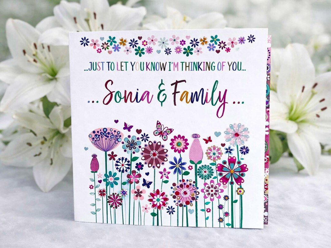 Personalised Sympathy Card Floral Thinking of You Sorry Condolence Card ...