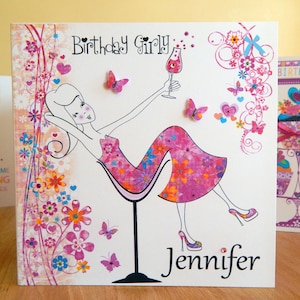 Carte d'anniversaire fille personnalisée Carte fille girly personnalisée Carte spéciale