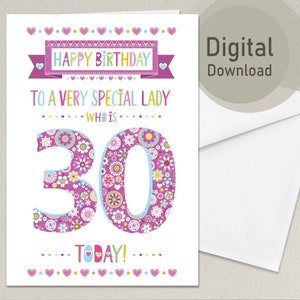 Biglietto digitale di auguri per il 30° compleanno / Stampa un biglietto di auguri / Biglietto digitale / 30 anni / Le migliori idee per biglietti