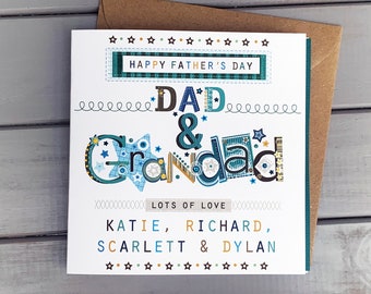 Personalised Father’s Day Card Dad & Grandad | Custom Daddy Grandpa Pops Card | Handmade Fathers Day Card UK | From Kids Grandchildren