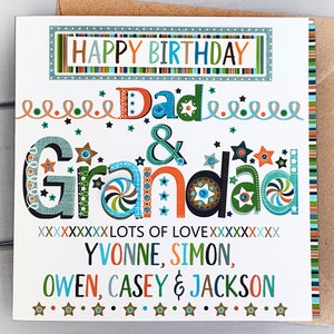 Cartão de aniversário do vovô, para papai e vovô, vovô, vovô, papai, papai, cartão de aniversário especial personalizado de aniversário do vovô, cartão colorido