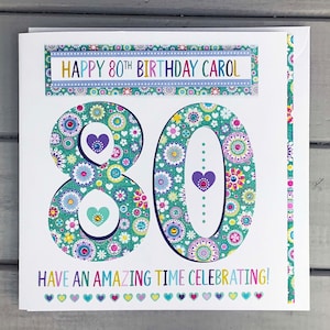 Carte d'anniversaire personnalisée 80 ans, âge spécial, 80 ans, cadeau 80 ans, carte de voeux très spéciale 80 ans, idées de cartes pour 80 ans.