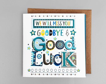 Handmade Good Luck Goodbye Card: Colorful Design