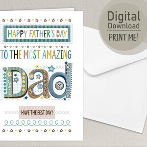 Papa pour la fête des pères | Carte numérique imprimable pour papa | Téléchargement instantané | A4 et lettre US | Cadeau DIY pour la fête des pères