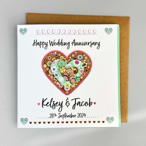 Biglietto d'auguri personalizzato per anniversario di matrimonio – Design a forma di cuore fatto a mano – Ricordo romantico – Auguri d'amore personalizzati con busta