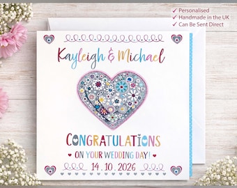 Tarjeta de boda personalizada para pareja / Hecha a mano / Nombres y fecha personalizados / Envío directo