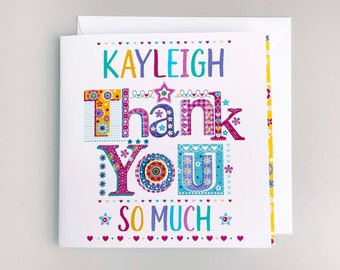 Personalised Thank You Card: Multicoloured Handmade Folded Card