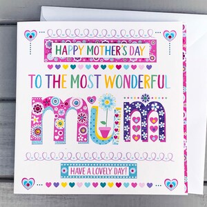 Carte de fête des mères, carte spéciale pour maman, belles couleurs, carte souvenir parfaite, design lumineux et coloré, parfaite pour une maman merveilleuse