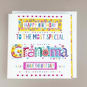 Cartão de aniversário para avó - Saudação especial com joias - Em branco por dentro - Cartão de feliz aniversário exclusivo