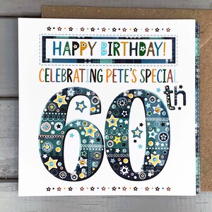 Biglietto di auguri di compleanno personalizzato per 60 anni, speciale età sessant'anni, regalo, 60 anni, biglietto di auguri di compleanno per uomini, ragazzi