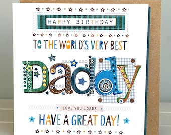 Daddy Happy Birthday  Card: Glitter Gems, Handmade