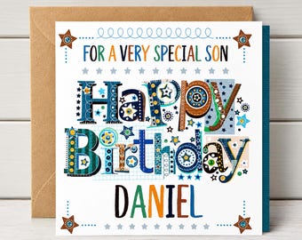 Personalised Son Birthday Card  | Handmade Any Name and message, send directly