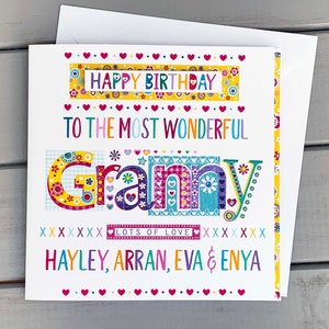 Carte d'anniversaire personnalisée grand-mère, carte spéciale personnalisée et faite main pour grand-mère
