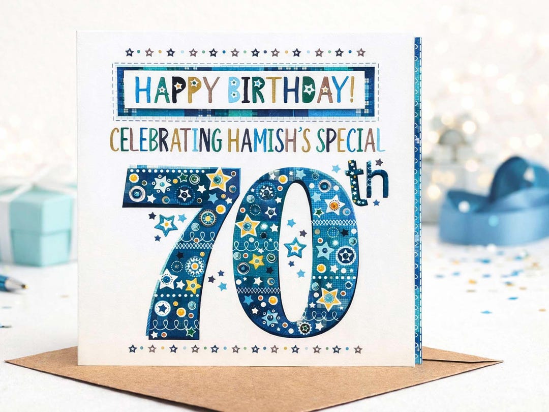 Personalised 70th Birthday Card | Handmade With Diamante Gems ...