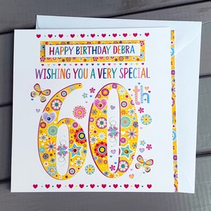 60th personalised birthday card, special age, sixty, 60th gift, very special age 60 greeting card, sixtieth birthday card ideas.