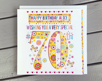 Carte d'anniversaire personnalisée des 70 ans, âge spécial, 70 ans, cadeau des 70 ans, carte de voeux très spéciale des 70 ans, idées de cartes d'anniversaire de 70 ans.