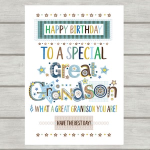 Great Grandson BIRTHDAY Card, Birthday Card for Great Grandson ...